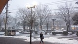 福島駅前の雪景色