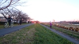 多摩川沿いで初日の出を見に来た人々